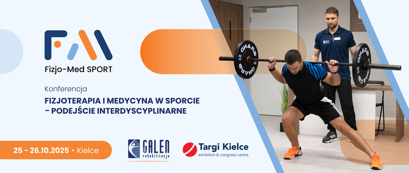 baner zapowiadający konferencję "Fizjoterapia i medycyna w sporcie - podejście interdyscyplinarne