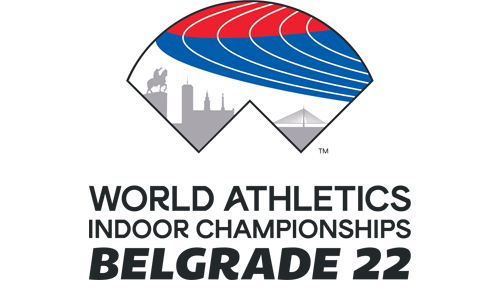 Grafika przedstawia logo World Athletics Indoor Championships Belgrade 22
