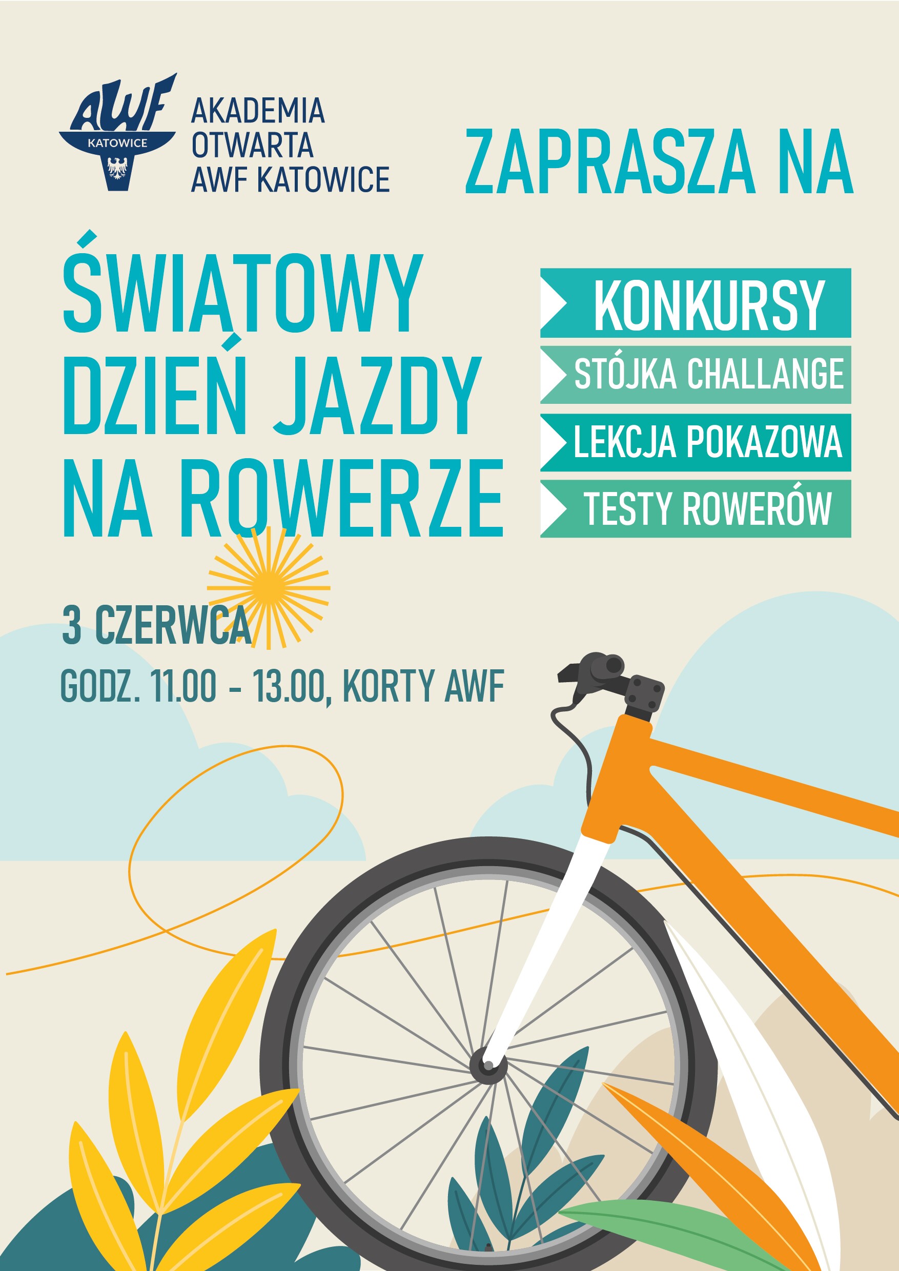 plakat zapowiadający światowy dzień jazdy na rowerze