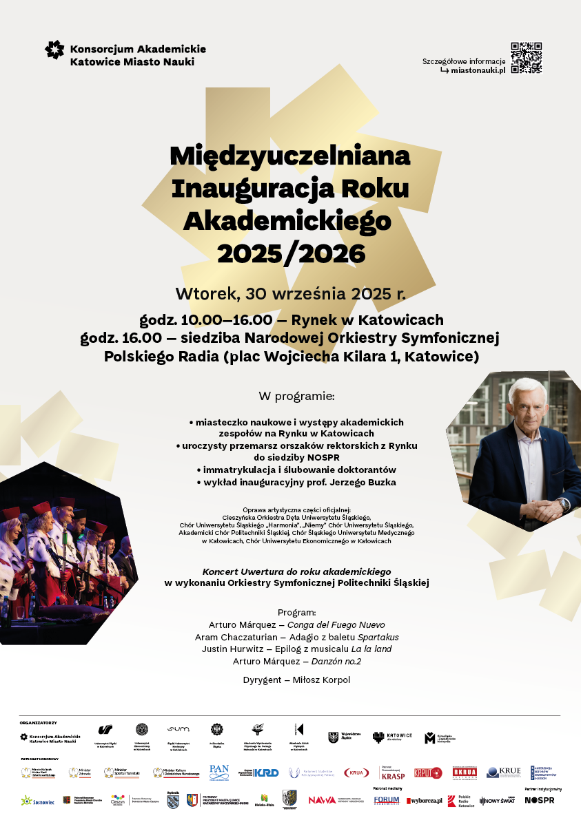 Plakat zapowiadjący wydarzeni MiędzyuczelnianaInauguracja Roku Akademickiego 2025/2026