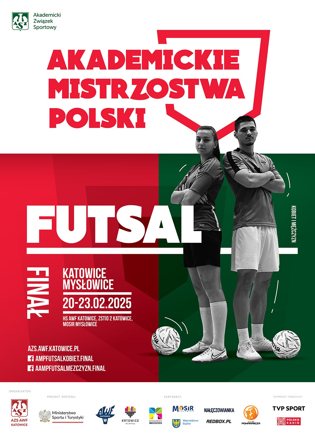 Plakat zapowiadający Finały AMP w futsalu 20-23.02.2025 roku Katowice, Mysłowice