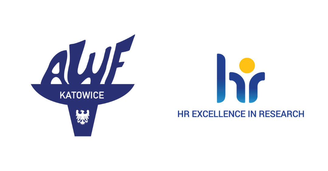Logo AWF Katowice i logo hr excellence in research 