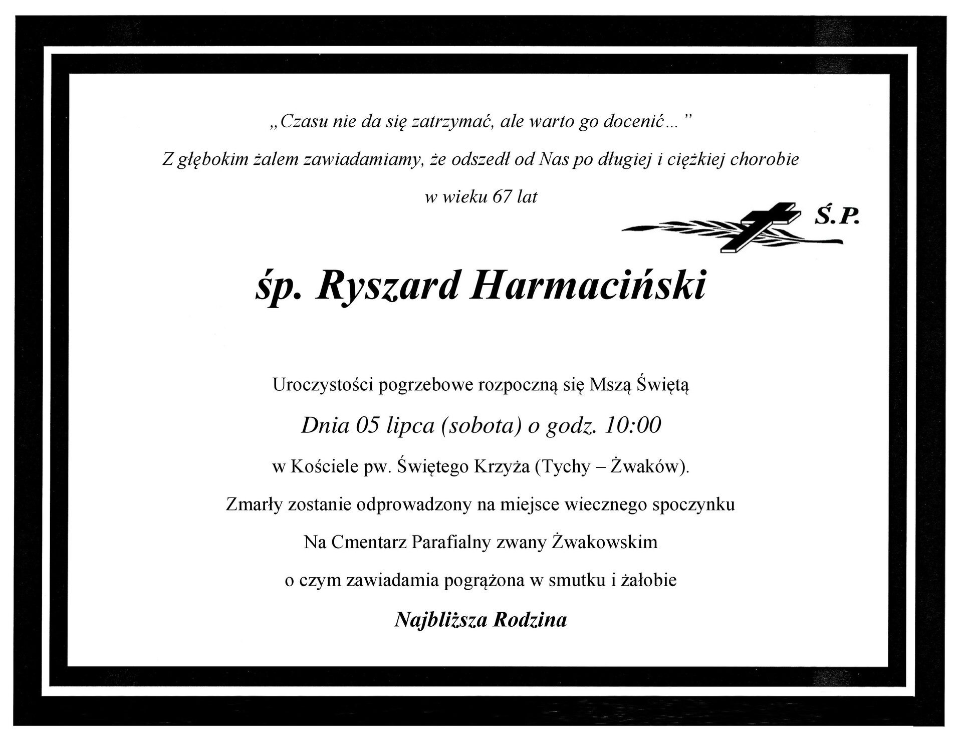 nekrolog Ryszard Harmaciński