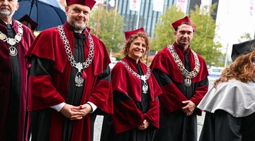 Prorektorzy AWF Katowice - prof. dr hab. Andrzej Myśliwiec, prof. dr hab. Michał Krzysztofik i dr hab. Izabela Zając-Gawlak, prof. AWF Katowice