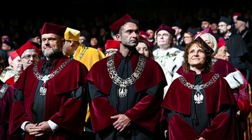 Prorektorzy AWF Katowice - prof. dr hab. Andrzej Myśliwiec, prof. dr hab. Michał Krzysztofik i dr hab. Izabela Zając-Gawlak, prof. AWF Katowice